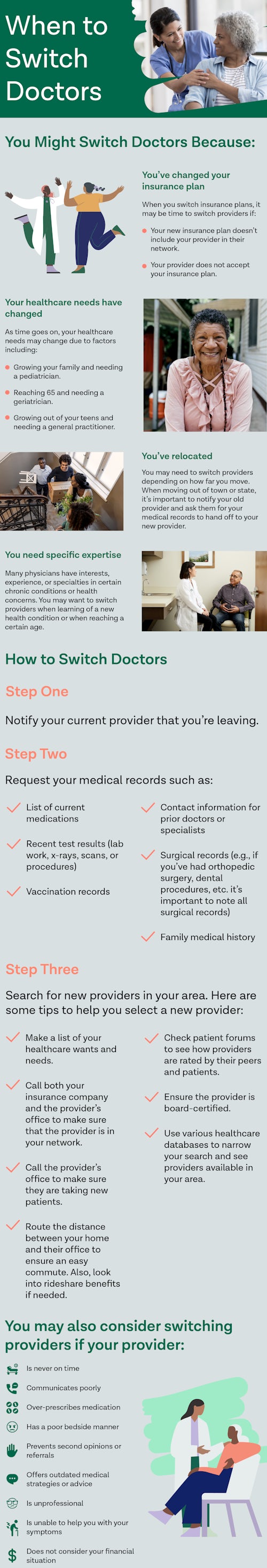 breakdown of various reasons why someone might switch doctors