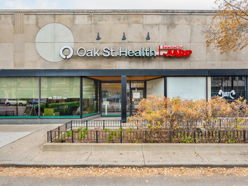 The exterior of the Portage Park primary care clinic in Chicago, Illinois.