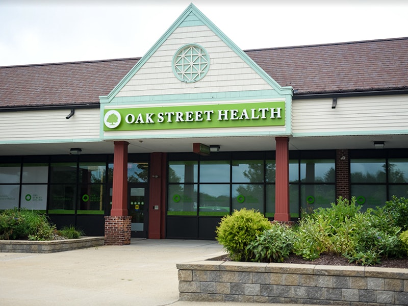 The exterior of the Oak Street Health primary care clinic in Warwick, Rhode Island.