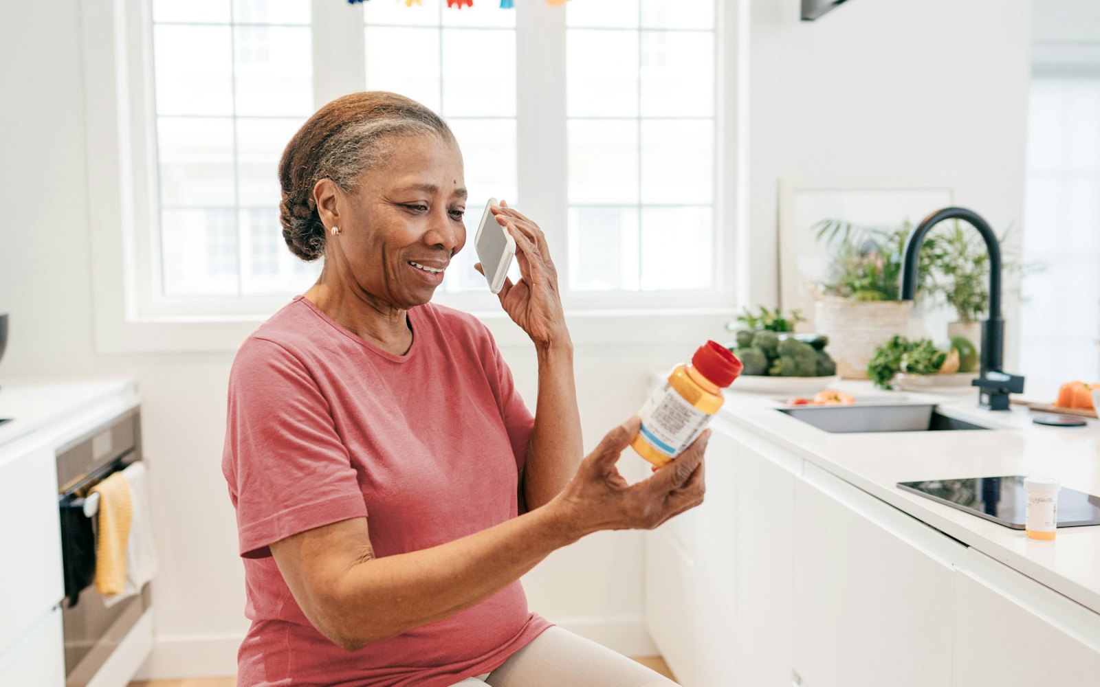 Woman calling provider about medication