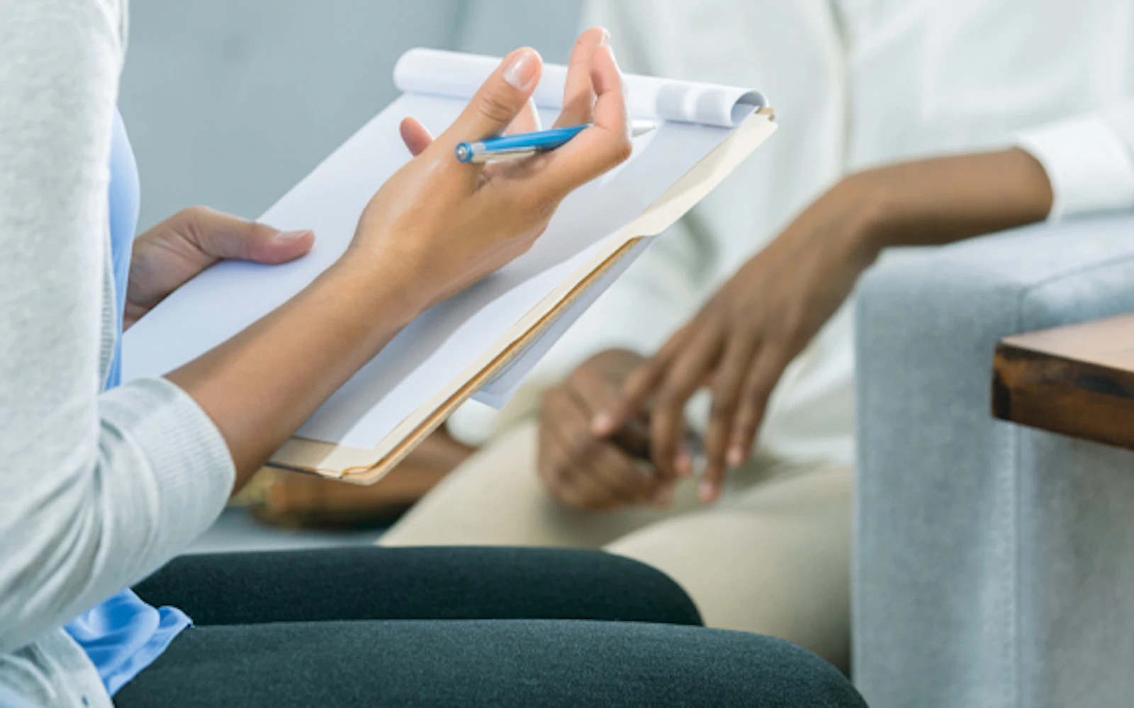 mental health - hands with clipboard
