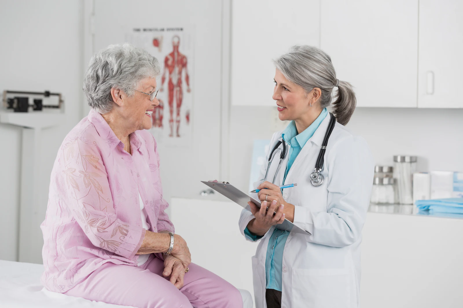 female senior with doctor