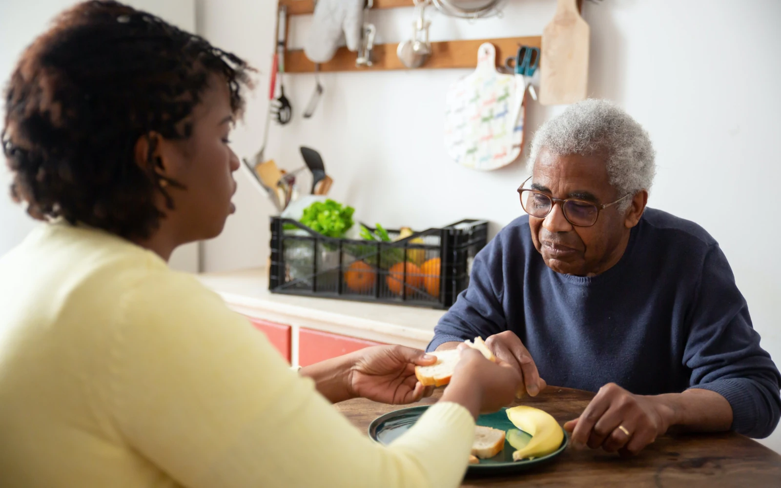 two people eating a healthy meal together